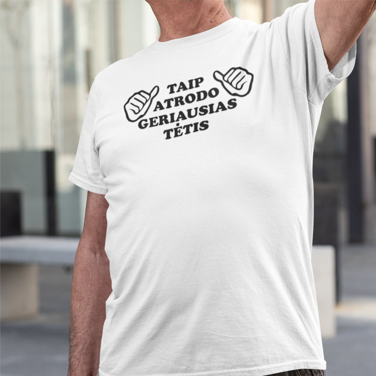Balti UNISEX marškinėliai "Taip atrodo geriausias tėtis“