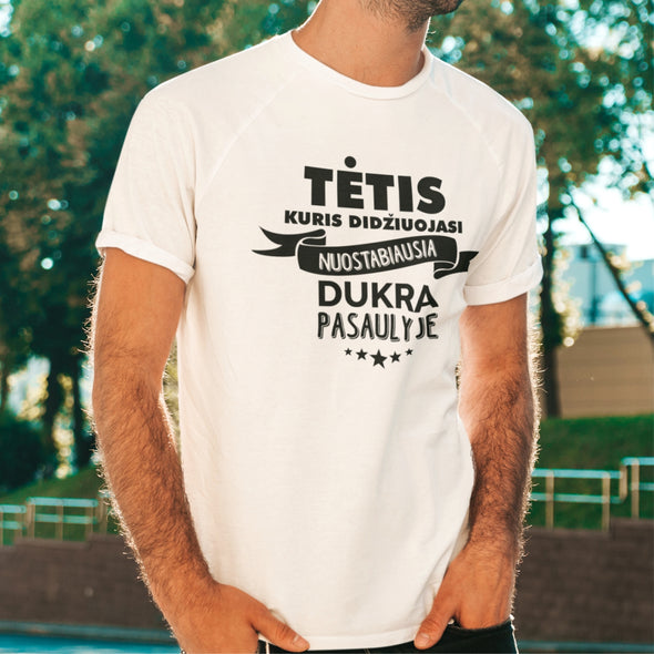 Balti marškinėliai "Tėtis, kuris didžiuojasi dukra"