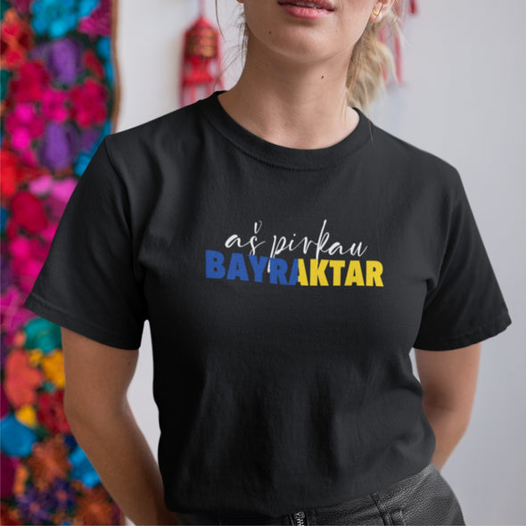 Juodi UNISEX marškinėliai "Aš pirkau Bayraktar“