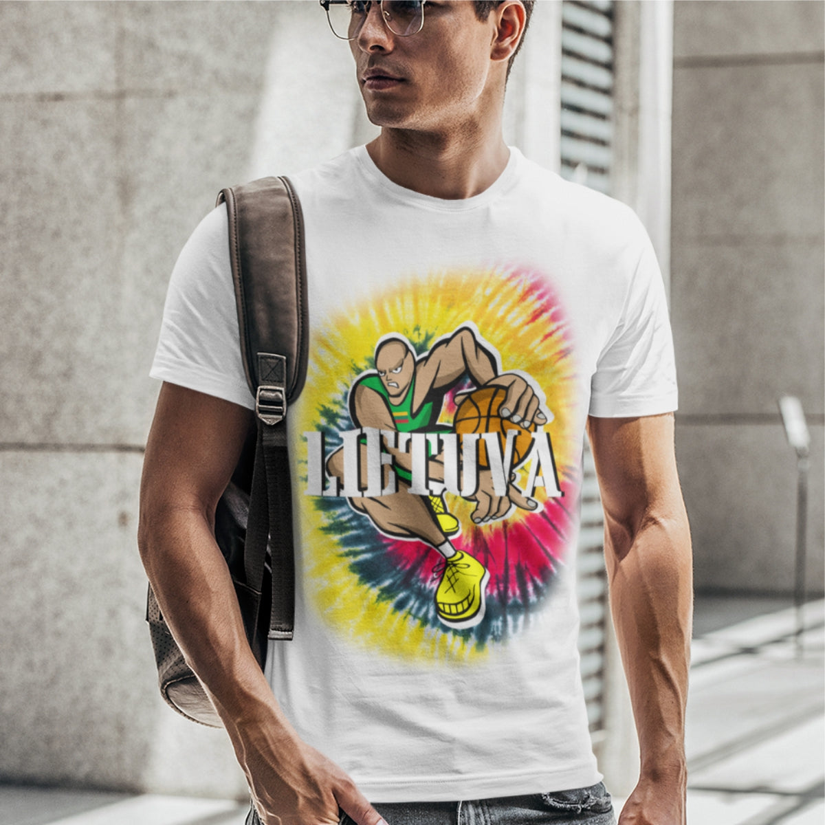 Balti UNISEX marškinėliai "Lietuvos jėga batika"