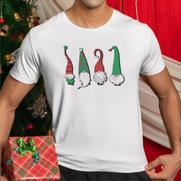 Balti UNISEX kalėdiniai marškinėliai "Keturi nykštukai"