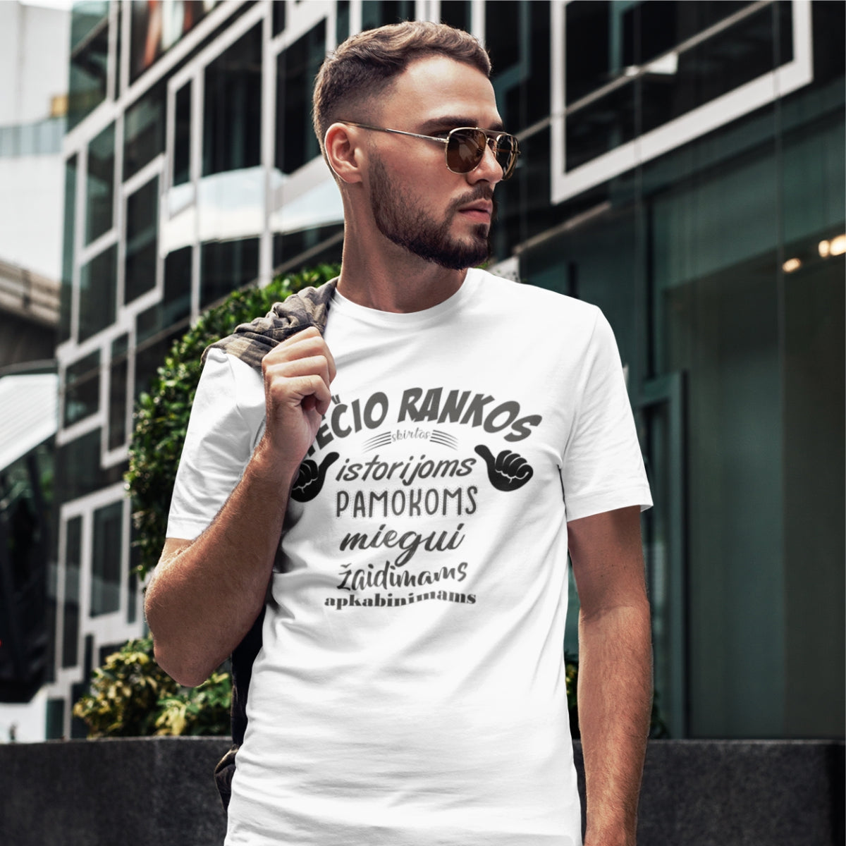 Balti marškinėliai "Tėčio rankos"