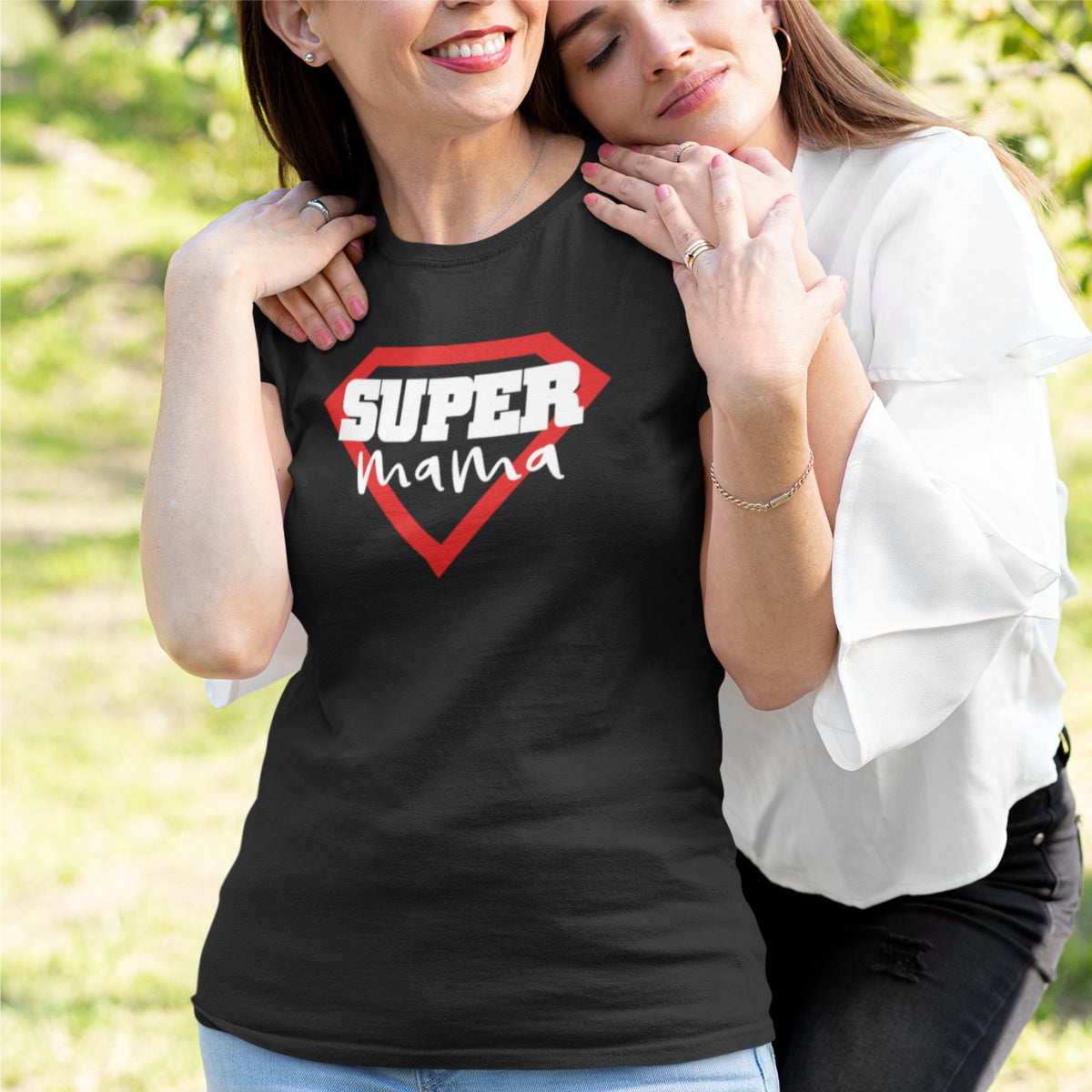 Juodi unisex marškinėliai "Mano mama super“