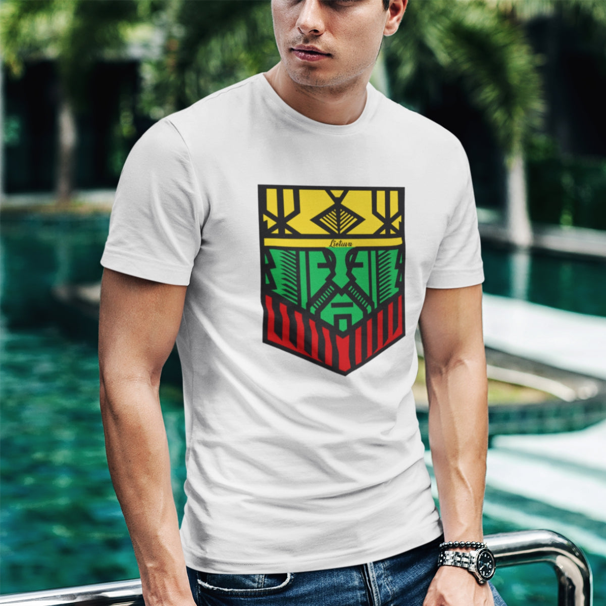 Balti UNISEX marškinėliai "Kunigaikščių herbas“