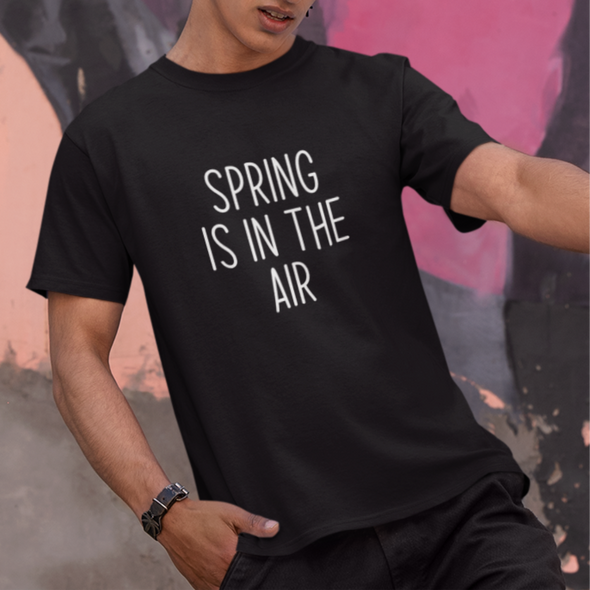 Juodi ekologiški medvilniniai marškinėliai "Spring is in the air"