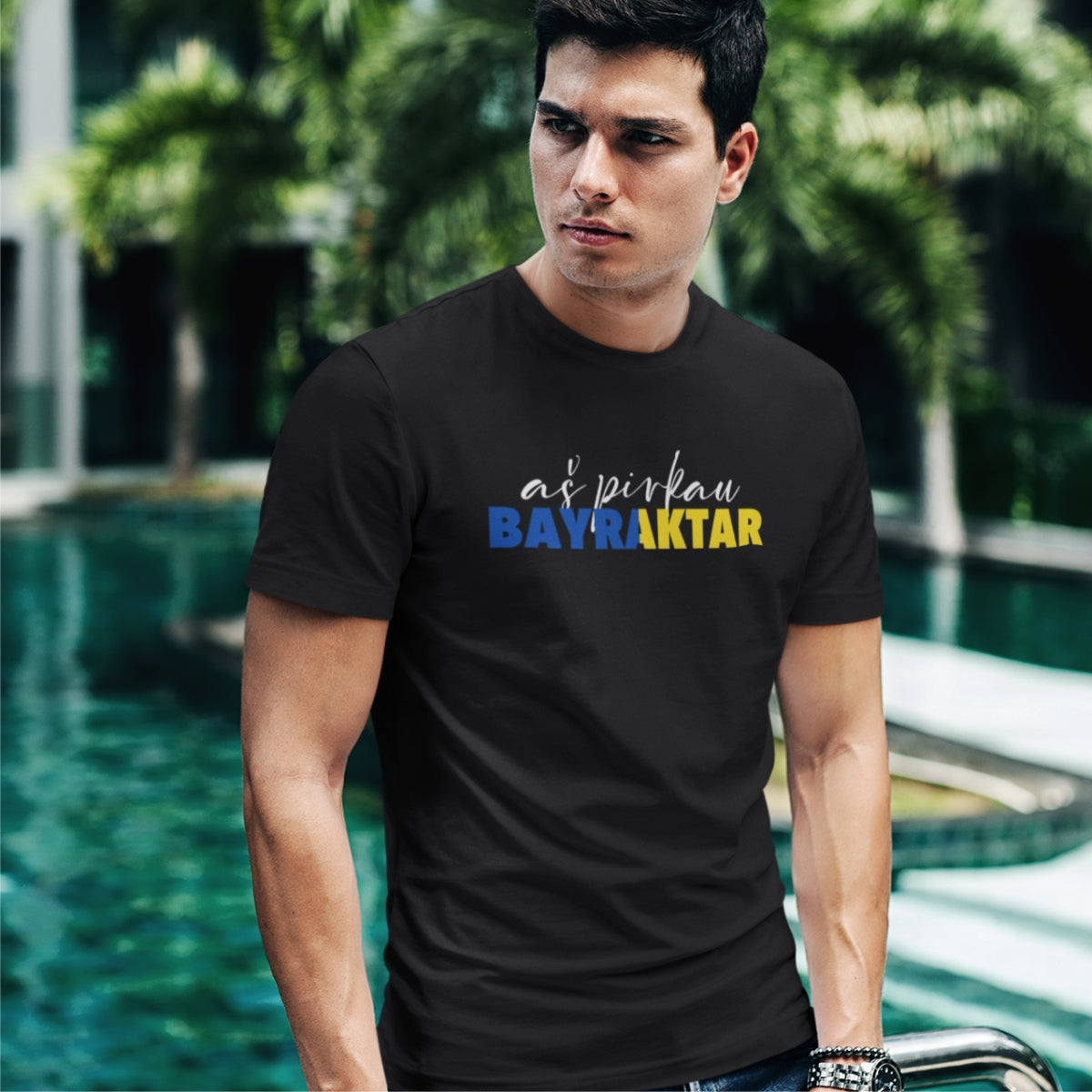 Juodi UNISEX marškinėliai "Aš pirkau Bayraktar“