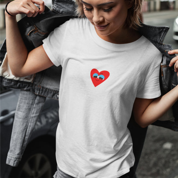 Balti UNISEX marškinėliai "Įsimylėjusi širdelė"