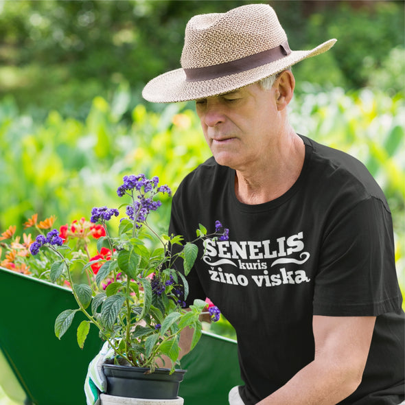 Juodi marškinėliai seneliui "Senelis, kuris žino viską"