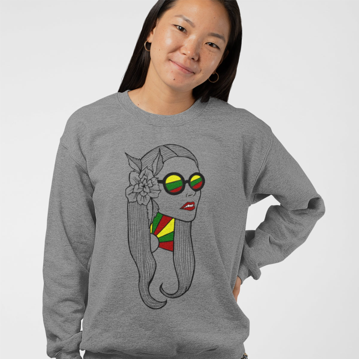 Pilkas UNISEX džemperis be gobtuvo "Vaiva"