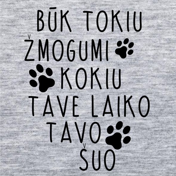 Pilkas UNISEX džemperis be gobtuvo "Būk tokiu žmogumi"