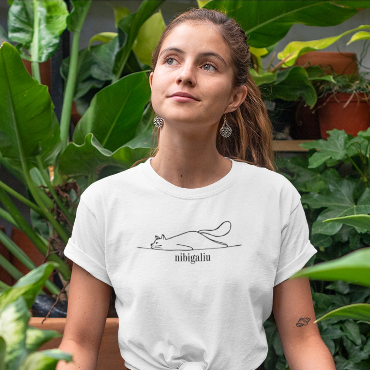 Balti UNISEX marškinėliai "Nibigaliu"