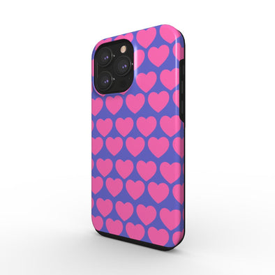 Apsauginis dėklas įvairiems telefonams "Širdelės violetiniame fone"