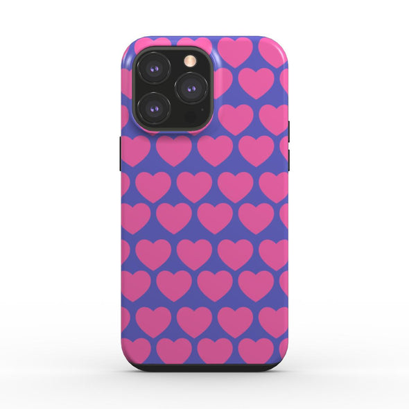 Apsauginis dėklas įvairiems telefonams "Širdelės violetiniame fone"