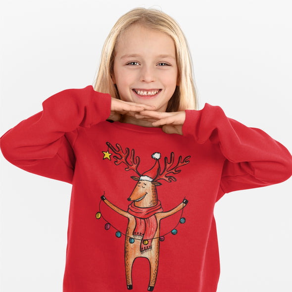 Vaikiškas raudonas megztinis Kalėdoms "Briedis"