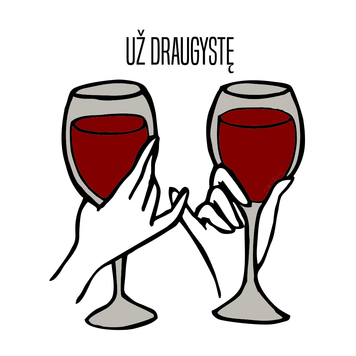 Balti UNISEX marškinėliai su iliustracija "Už draugystę"