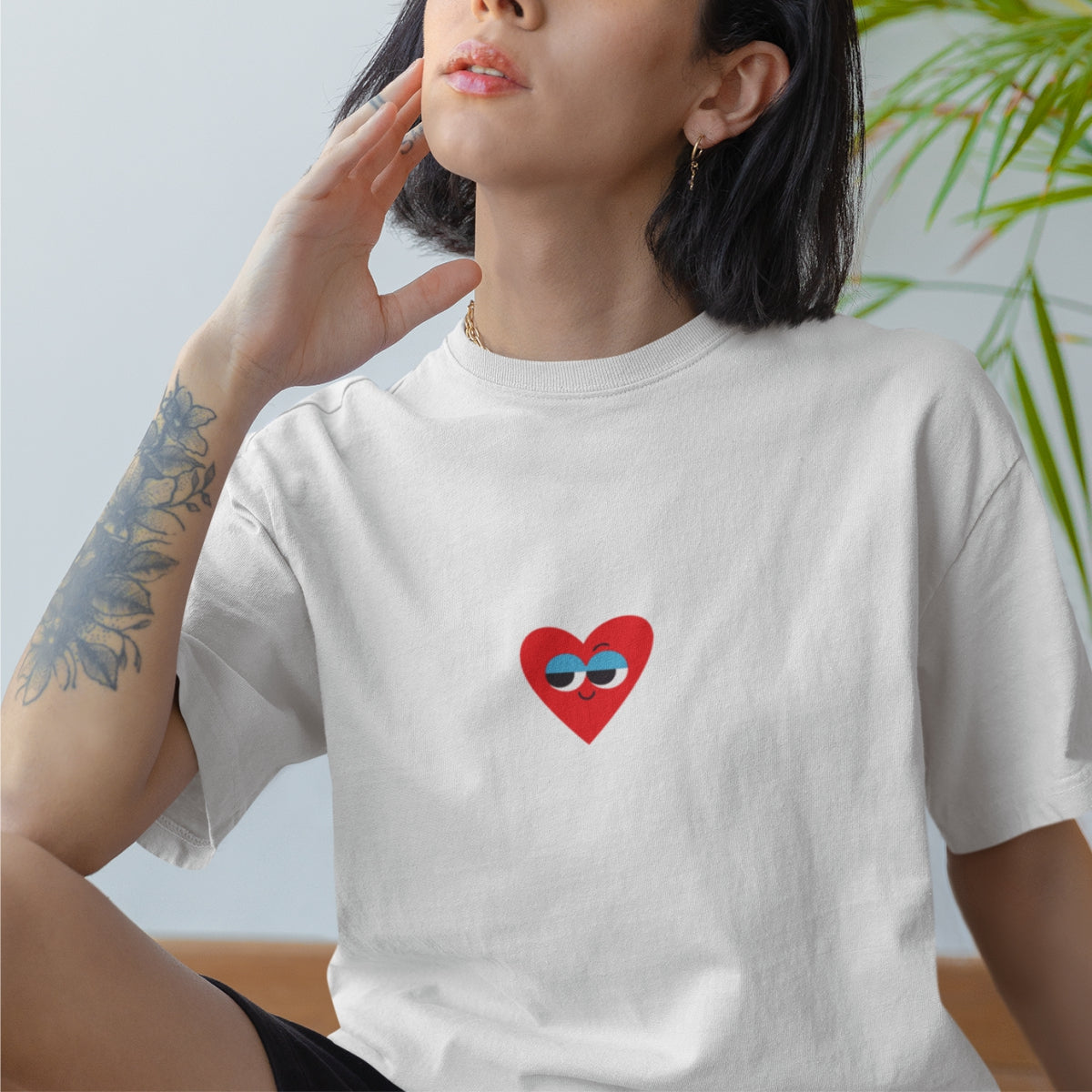 Balti UNISEX marškinėliai "Šelmė širdelė"