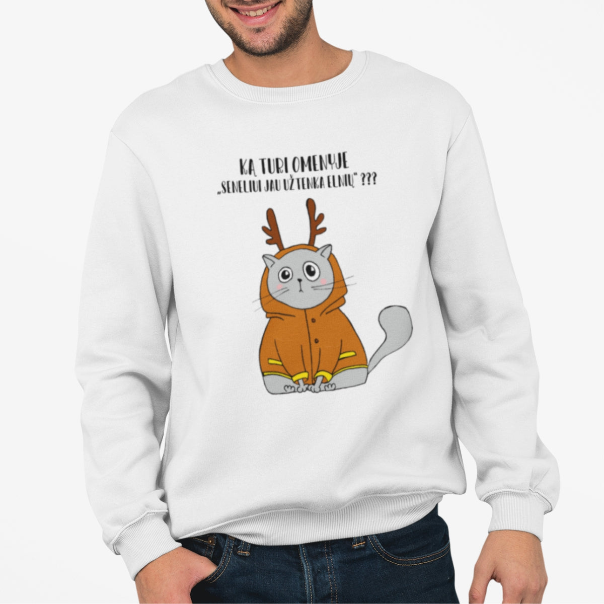 Baltas UNISEX džemperis "Kaip suprasti"