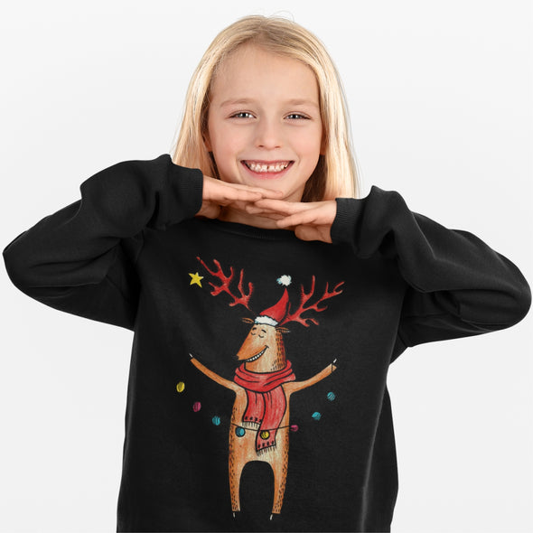 Vaikiškas juodas džemperis Kalėdoms "Briedis"
