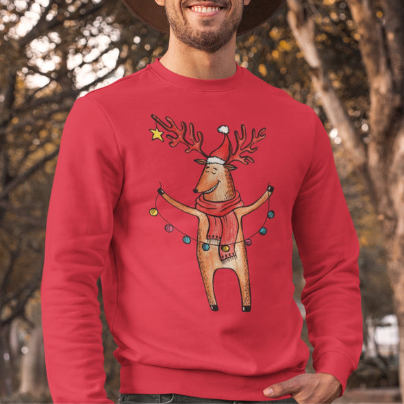 Raudonas Kalėdinis džemperis su piešiniu "Briedis"