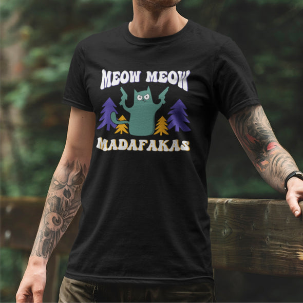 Juodi UNISEX marškinėliai "Naujas Meow meow"