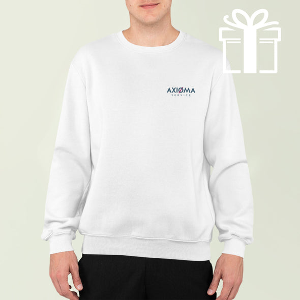 Baltas džemperis be gobtuvo "AXS mažas logotipas + kepurė"