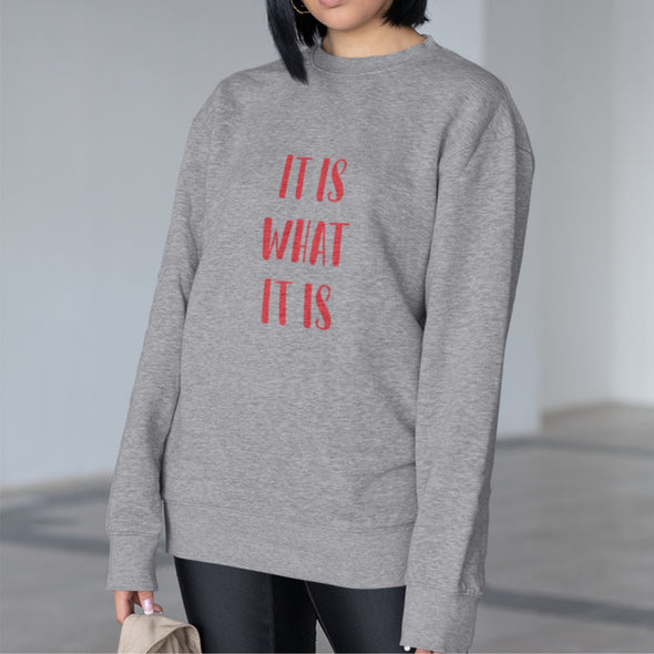 Melanžinis pilkas džemperis be kapišono "It is"