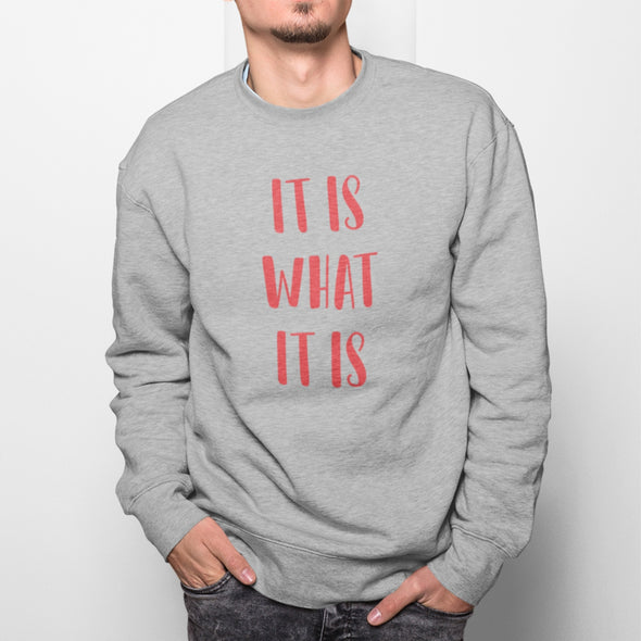 Melanžinis pilkas džemperis be kapišono "It is"
