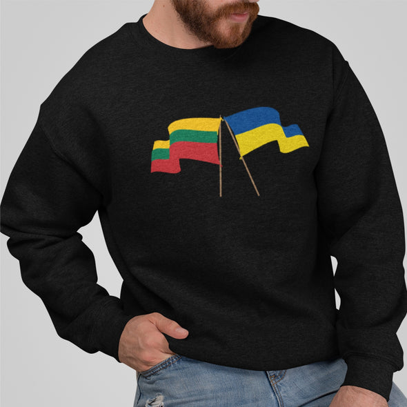 Juodas džemperis be kapišono "Lietuva ir Ukraina"