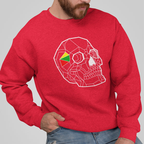 Raudonas džemperis be gobtuvo "Geometrinė kaukolė"