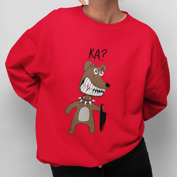 Raudonas džemperis be gobtuvo "Ką šuniukas"