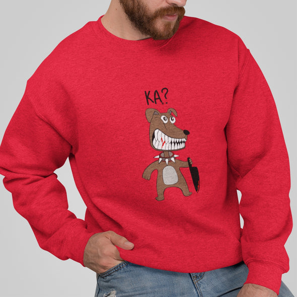 Raudonas džemperis be gobtuvo "Ką šuniukas"
