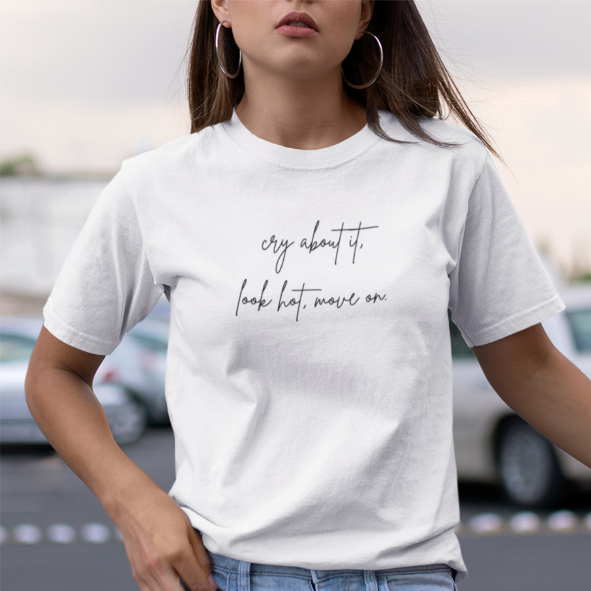 Balti UNISEX marškinėliai "Look hot"