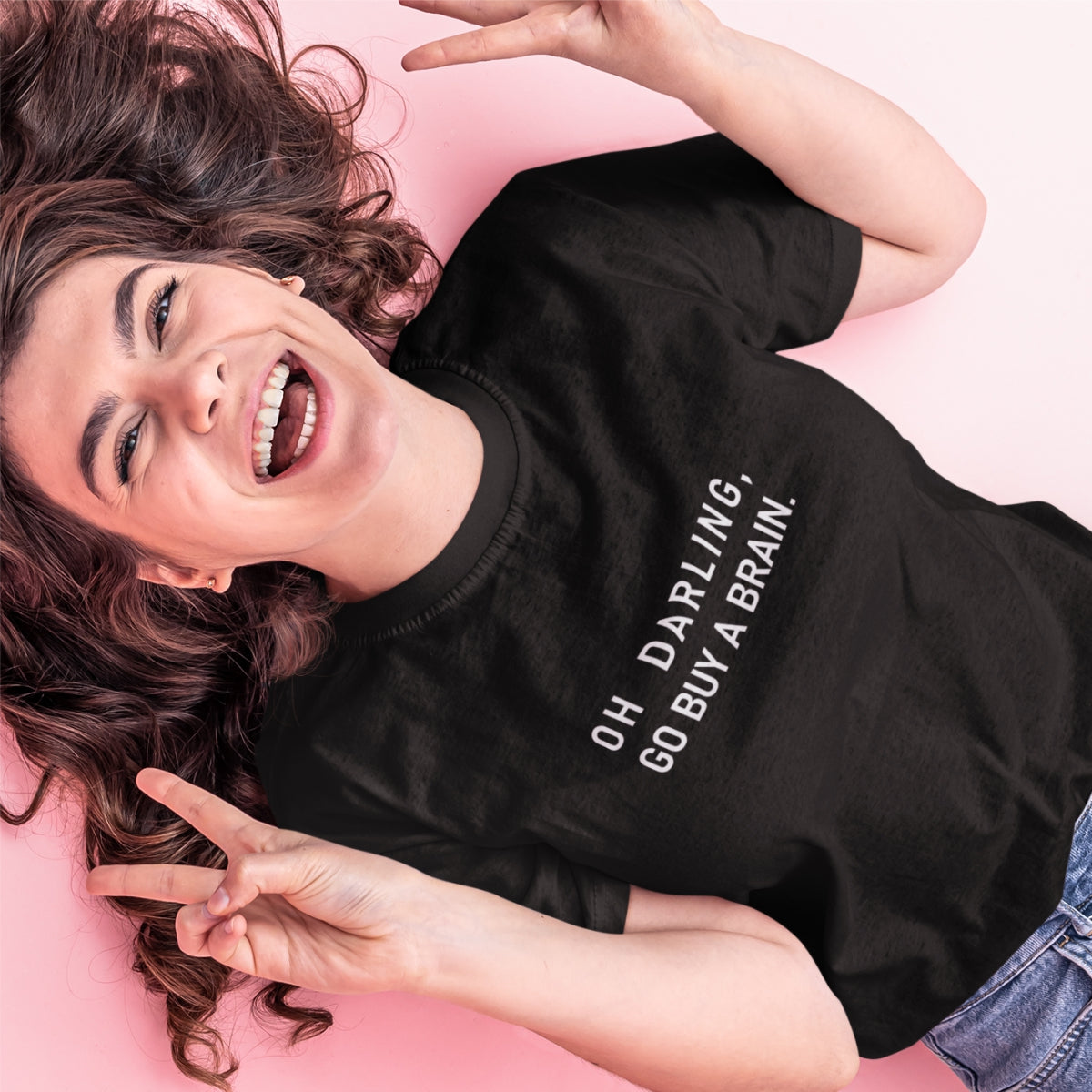 Juodi UNISEX marškinėliai "Oh darling"