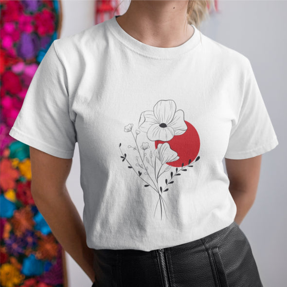 Balti UNISEX marškinėliai su iliustracija "Raudona pilnatis"