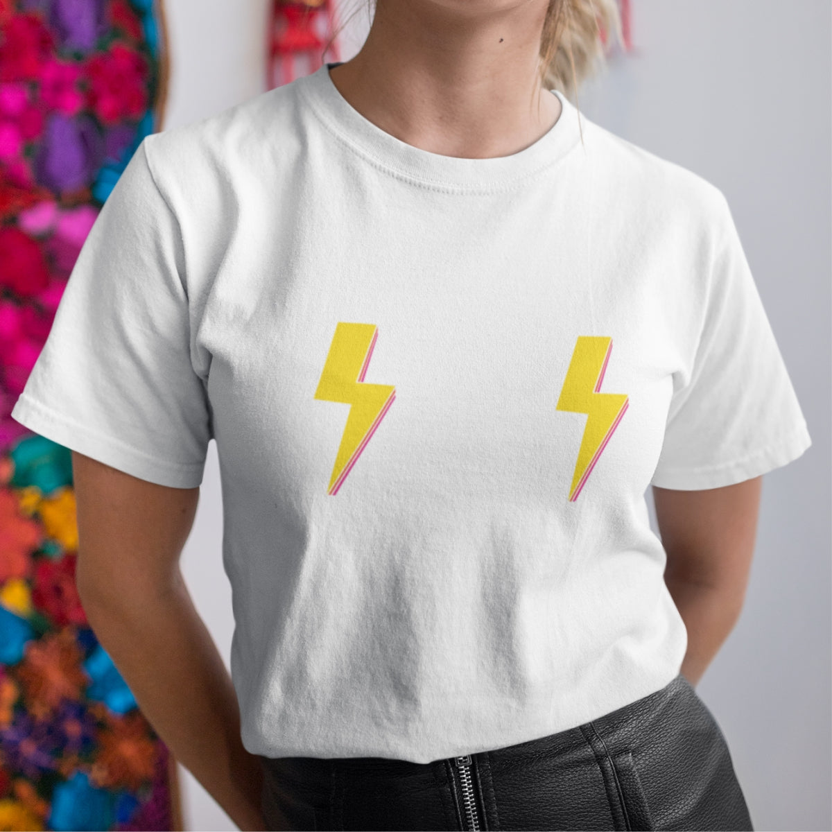 Balti UNISEX marškinėliai su iliustracija "Žaibukai"