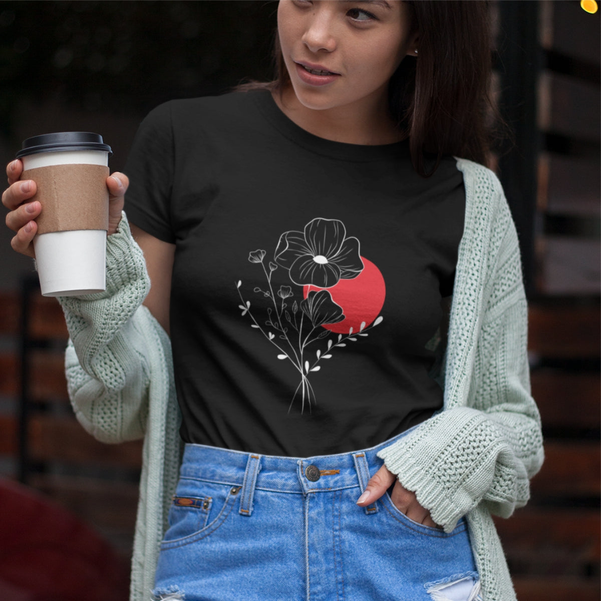 Juodi UNISEX marškinėliai su iliustracija "Raudona pilnatis"