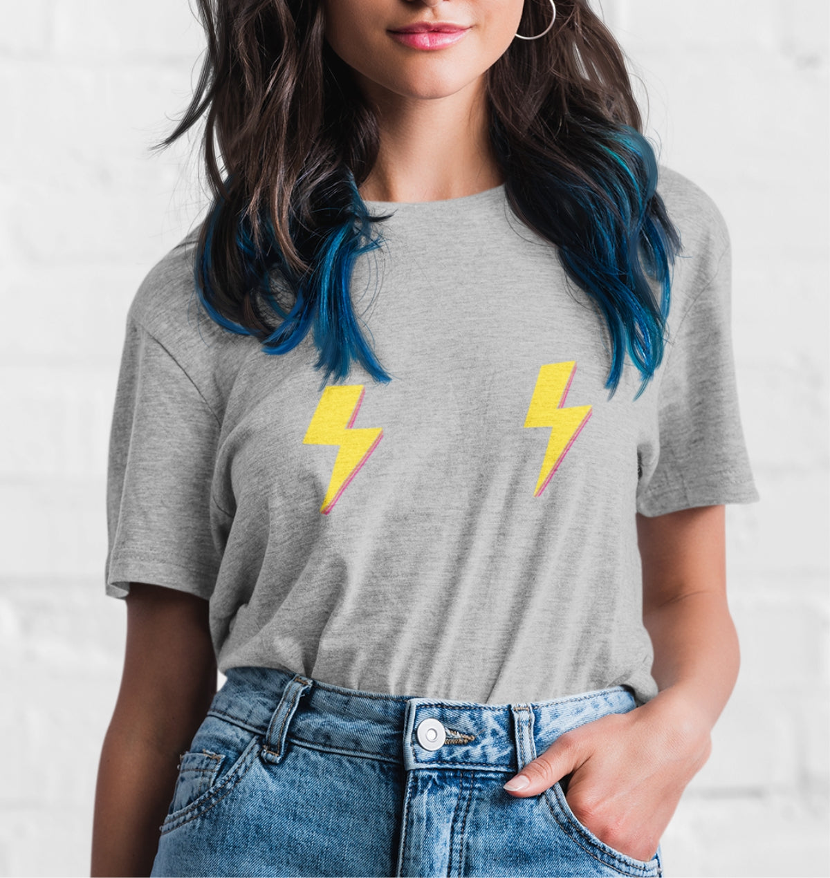 Pilki UNISEX marškinėliai su iliustracija "Žaibukai"