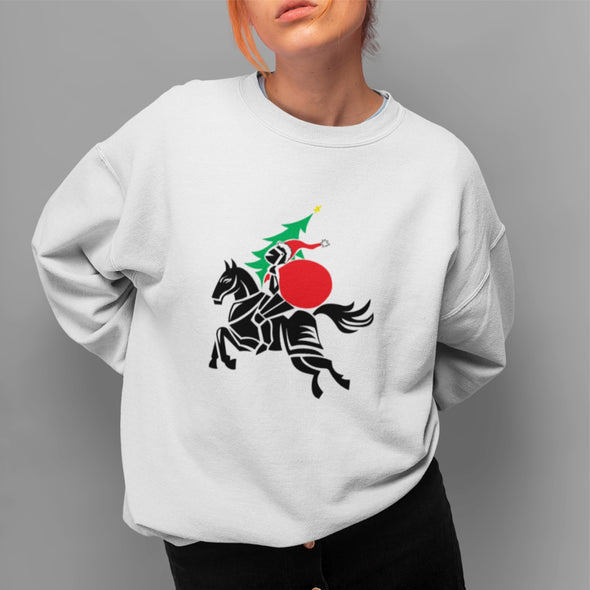 Baltas UNISEX kalėdinis džemperis be gobtuvo "Kalėdinis Vytis"