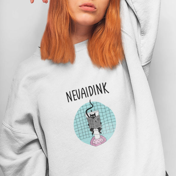 Baltas UNISEX džemperis be gobtuvo "Nevaidink"