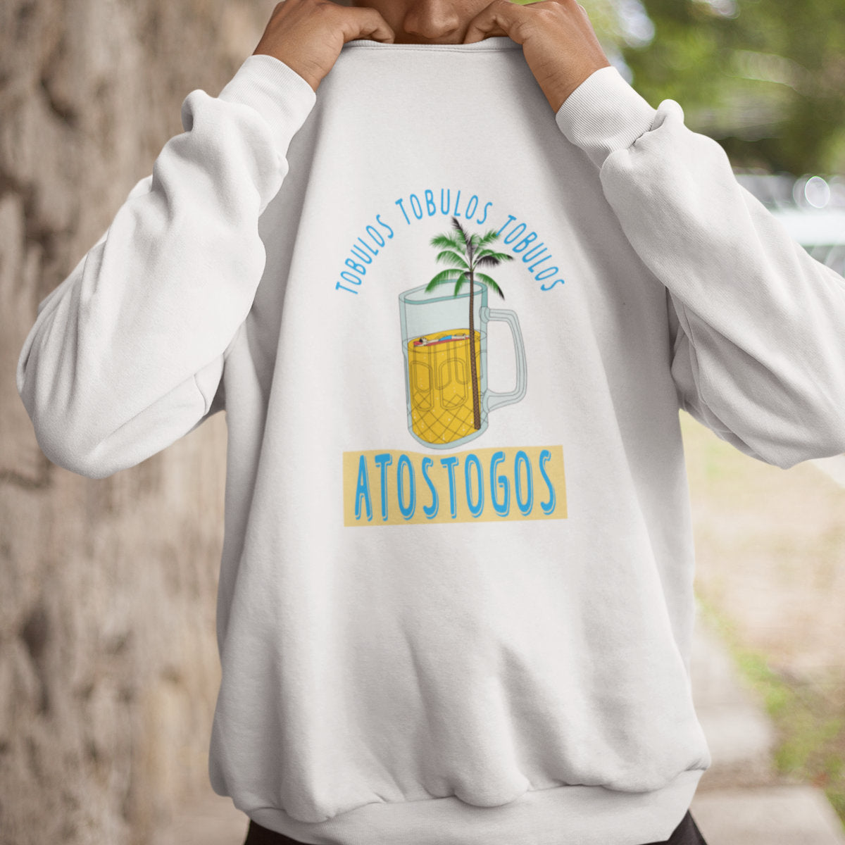 Baltos spalvos UNISEX džemperis be gobtuvo "Tobulos atostogos"