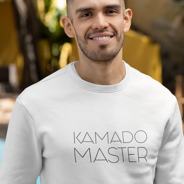 Baltas UNISEX džemperis be gobtuvo "Kamado master"