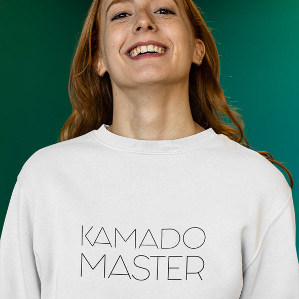 Baltas UNISEX džemperis be gobtuvo "Kamado master"