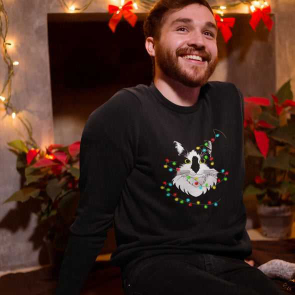 Juodas UNISEX kalėdinis džemperis be gobtuvo "Įsipainiojau"