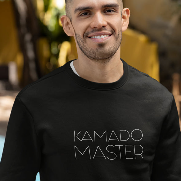 Juodas UNISEX džemperis be gobtuvo "Kamado master"