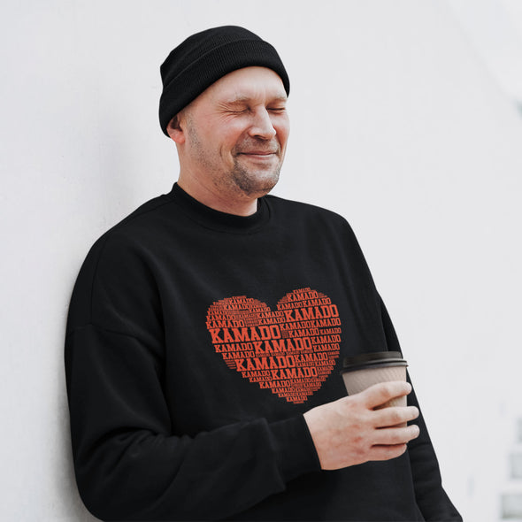 Juodas UNISEX džemperis be gobtuvo "Kamado meilė"
