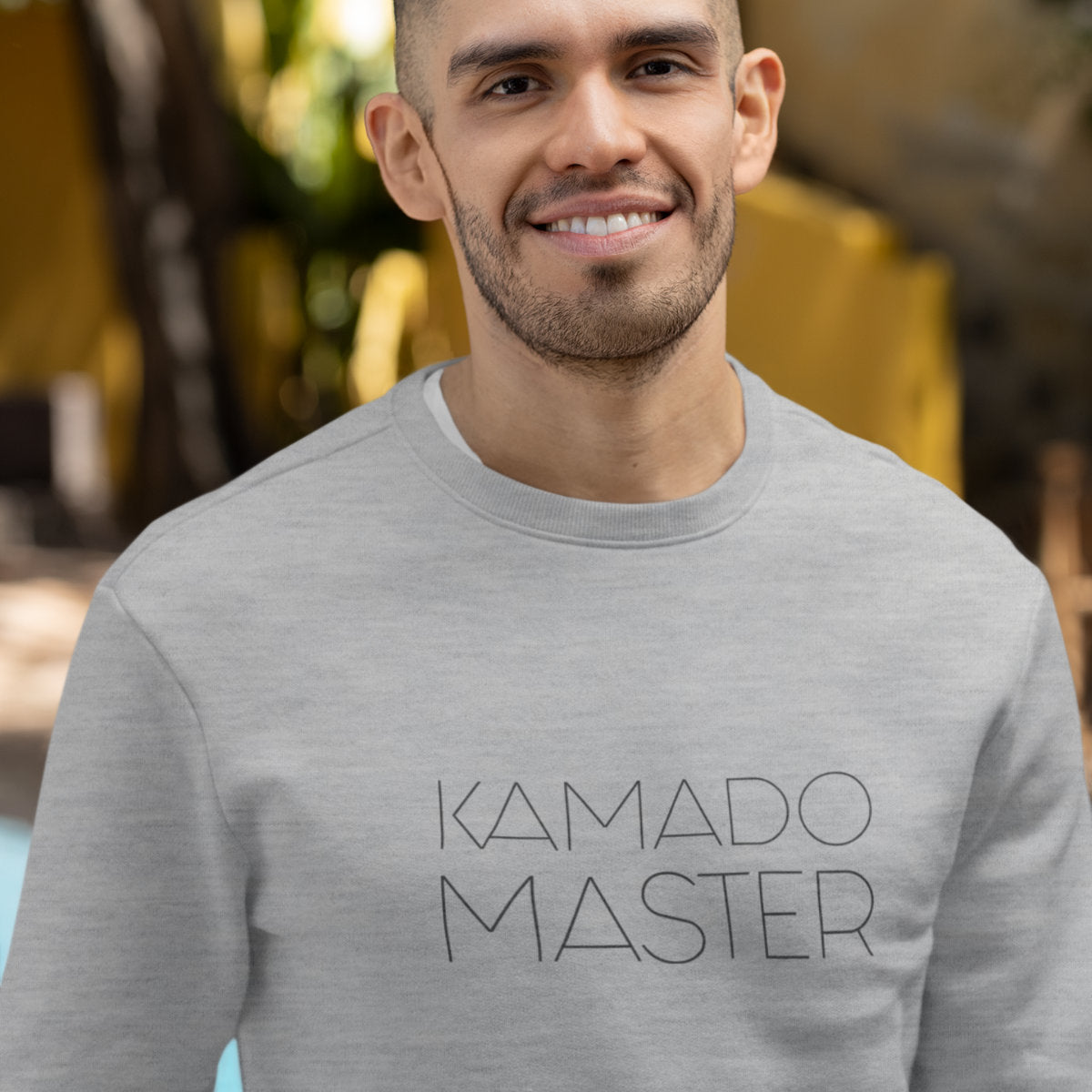 Pilkas melanžinis UNISEX džemperis be gobtuvo "Kamado master"
