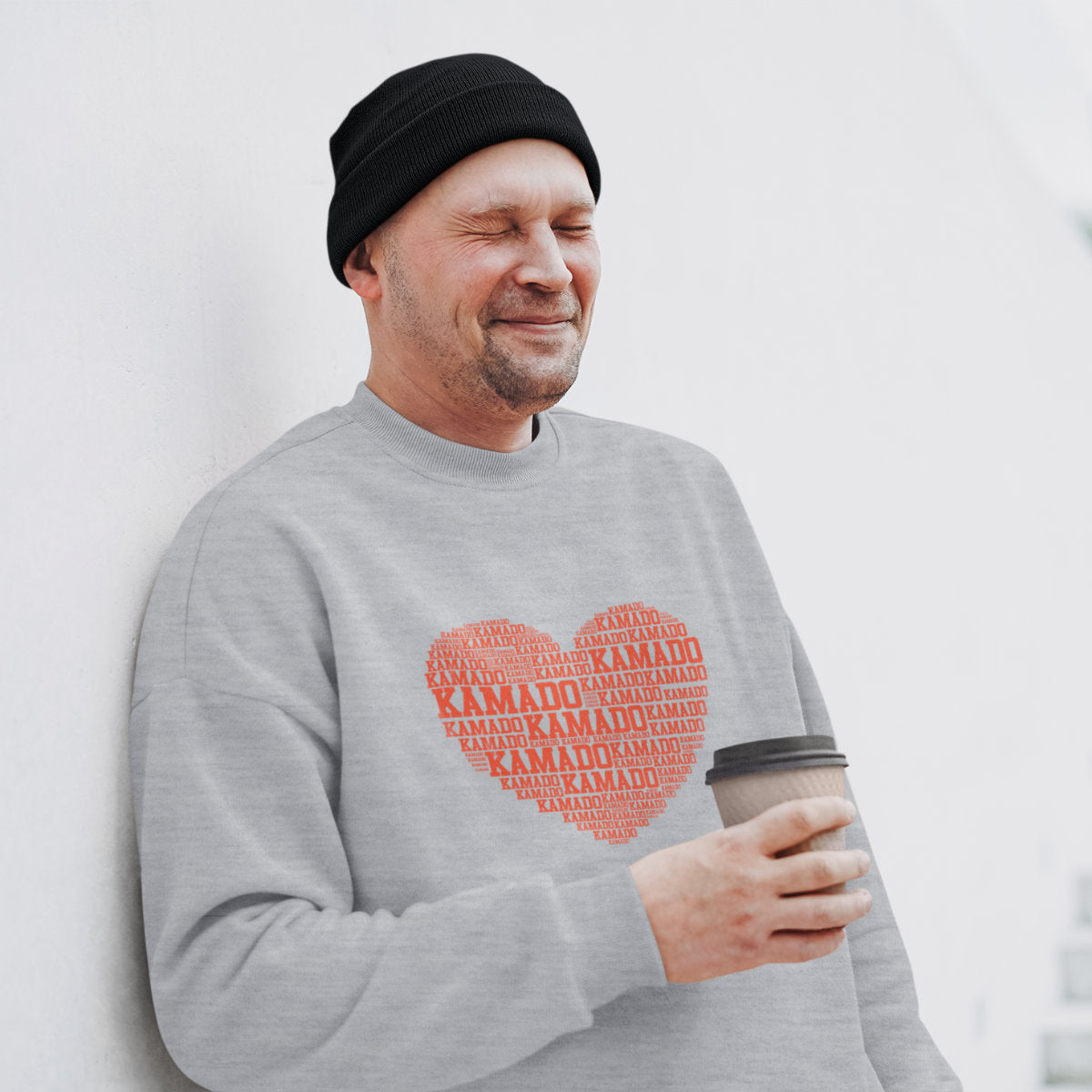 Pilkas melanžinis UNISEX džemperis be gobtuvo "Kamado meilė"