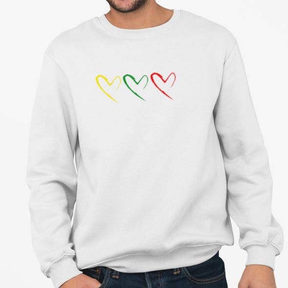 Baltas UNISEX džemperis be kapišono "Lietuviškos širdelės"
