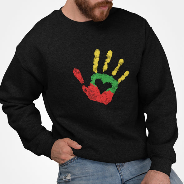 Juodas UNISEX džemperis be kapišono "Delnas su trispalve"