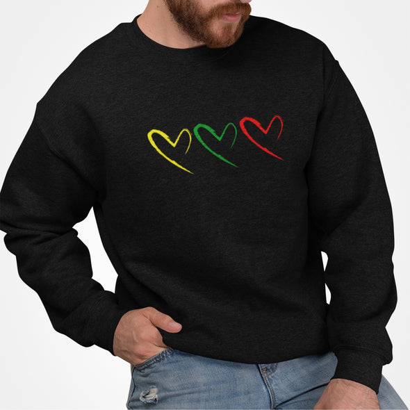 Juodas UNISEX džemperis be kapišono "Lietuviškos širdelės"